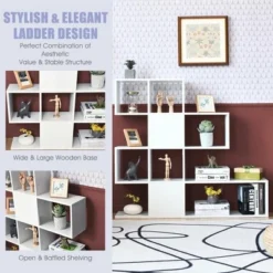 Costway 5-Tier Bookshelf Corner Ladder Bookcase Display Storage Rack White -My Book Perch Sales Store unnamed file 3126