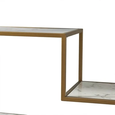 72" Marmo Large 5 Tier Display Shelf Faux Marble/Brass - Teamson Home 6 72" Marmo Large 5 Tier Display Shelf Faux Marble/Brass - Teamson Home - Image 4