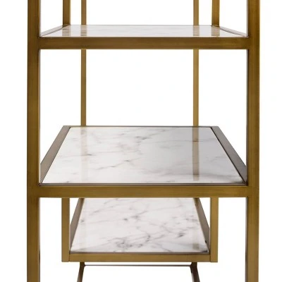 72" Marmo Large 5 Tier Display Shelf Faux Marble/Brass - Teamson Home 10 72" Marmo Large 5 Tier Display Shelf Faux Marble/Brass - Teamson Home - Image 8