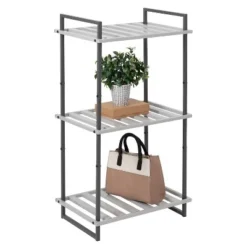 Honey-Can-Do 3 Tier Square Tube Shelf Gray