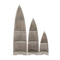 Set of 3 Coastal Wood Shelving Unit - Olivia & May Brown -My Book Perch Sales Store unnamed file 3238