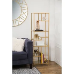 62" Rowledge Gold Glass Book Shelf Gold - Abbyson Living -My Book Perch Sales Store unnamed file 3253
