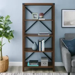 Sophie Rustic Farmhouse X Frame Bookshelf - Saracina Home Gray Wash -My Book Perch Sales Store unnamed file 3374