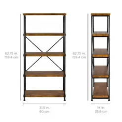 Best Choice Products 5-Tier Rustic Industrial Bookshelf Display Décor Accent w/ Metal Frame, Wood Shelves -My Book Perch Sales Store unnamed file 3416