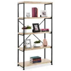 Best Choice Products 5-Tier Rustic Industrial Bookshelf Display Décor Accent w/ Metal Frame, Wood Shelves -My Book Perch Sales Store unnamed file 3419