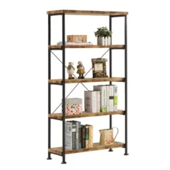 Coaster Furniture Barritt Collection 5 Shelf Durable Heavy Duty Steel Metal 63 inch Bookcase Shelf, Antique Nutmeg Finish with Black Metal Frame 9 Coaster Furniture Barritt Collection 5 Shelf Durable Heavy Duty Steel Metal 63 inch Bookcase Shelf, Antique Nutmeg Finish with Black Metal Frame -My Book Perch Sales Store unnamed file 3496