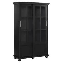 Capewood Bookcase with Sliding Glass Doors 51" - Room & Joy Black