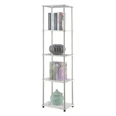 63.25" No Tools 5 Tier Tower - Breighton Home Faux White Marble/chrome 4 63.25" No Tools 5 Tier Tower - Breighton Home Faux White Marble/chrome - Image 2