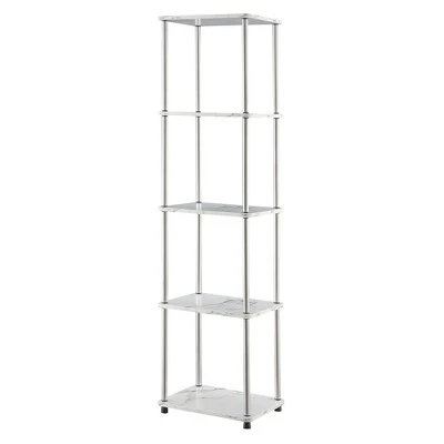 63.25" No Tools 5 Tier Tower - Breighton Home Faux White Marble/chrome 8 63.25" No Tools 5 Tier Tower - Breighton Home Faux White Marble/chrome - Image 6
