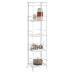 57.75" 5 Tier Folding Metal Shelf White - Breighton Home