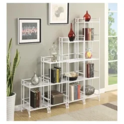 57.75" 5 Tier Folding Metal Shelf White - Breighton Home -My Book Perch Sales Store unnamed file 3543