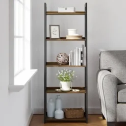 67" Annabelle 5 Tier Ladder Bookcase - Brookside Home Black/white -My Book Perch Sales Store unnamed file 3556