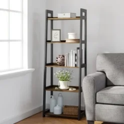 67" Annabelle 5 Tier Ladder Bookcase - Brookside Home Black/white -My Book Perch Sales Store unnamed file 3558