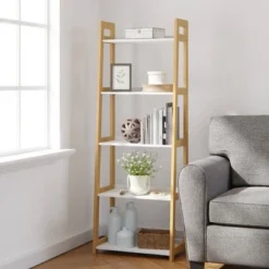 67" Annabelle 5 Tier Ladder Bookcase - Brookside Home Black/white -My Book Perch Sales Store unnamed file 3560