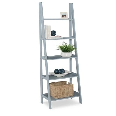 Acadia Ladder Bookshelf - Linon Gray 6 Acadia Ladder Bookshelf - Linon Gray - Image 4