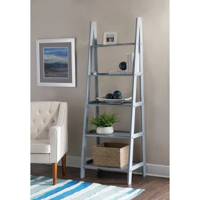 Acadia Ladder Bookshelf - Linon Gray 7 Acadia Ladder Bookshelf - Linon Gray - Image 5