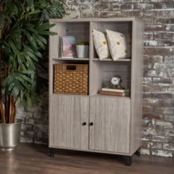 My Book Perch Sales Store 27 Justina Mid-Century Cabinet - Christopher Knight Home Gray Oak
