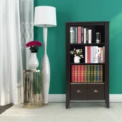 Costway 3 Shelf Bookcase Bookshelf Adjustable Shelves Antique Organizer Furni W/2 Drawer -My Book Perch Sales Store unnamed file 3670