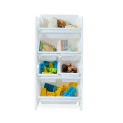 My Book Perch Sales Store 23 UNiPLAY Toy Organizer With 6 Removable Storage Bins and Block Play Panel, Multi-Size Bin Organizer