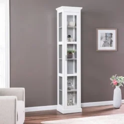 77.25" Metmit Tall Curio with Glass Door - Aiden Lane Gray