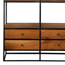 74" Metal Etagere with 4 Drawers and 4 Shelves Brown/Black - Benzara -My Book Perch Sales Store unnamed file 385
