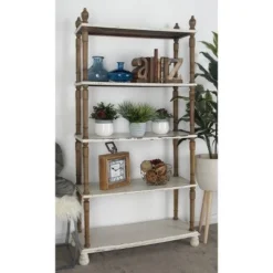 Olivia & May Farmhouse Wood Rectangle Shelving Unit White - Olivia & May