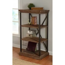 43.8" Archer Ridge Four Tier Bookshelf Brown/Black - Stylecraft