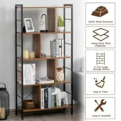 Costway 4-Tier Bookcase Industrial Bookshelf Floor Standing Storage Rack -My Book Perch Sales Store unnamed file 392