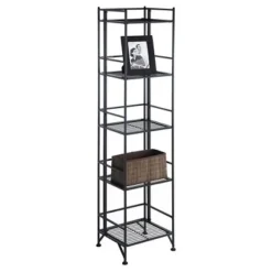 57.75" 5 Tier Folding Metal Shelf Black - Breighton Home