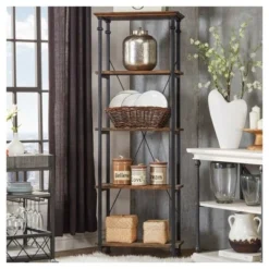 Ronay Rustic Industrial Etagere Bookshelf - Inspire Q Oak -My Book Perch Sales Store unnamed file 3953