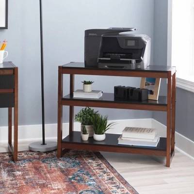 29.5" Sierah Low Bookcase - Linon Black/walnut 3 29.5" Sierah Low Bookcase - Linon Black/walnut