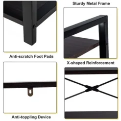 Costway 4-Tier Bookshelf Industrial Bookcase Diaplay Shelf Storage Rack Rustic BrownBlack -My Book Perch Sales Store unnamed file 401