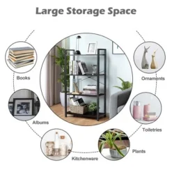 Costway 4-Tier Bookshelf Industrial Bookcase Diaplay Shelf Storage Rack Rustic BrownBlack -My Book Perch Sales Store unnamed file 402