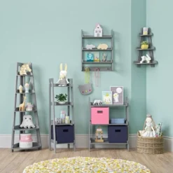 Kids' 5 Tier Corner Ladder Shelf - RiverRidge Home Gray -My Book Perch Sales Store unnamed file 4025