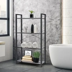 Costway 4-Tier Bookshelf Industrial Bookcase Diaplay Shelf Storage Rack Rustic BrownBlack -My Book Perch Sales Store unnamed file 404