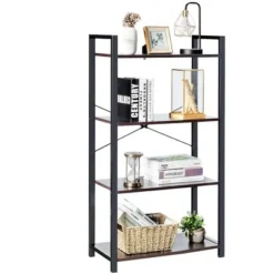 Costway 4-Tier Bookshelf Industrial Bookcase Diaplay Shelf Storage Rack Rustic BrownBlack -My Book Perch Sales Store unnamed file 405