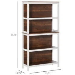 HOMCOM 4 Tier Bookshelf Utility Storage Shelf Organizer with Back Support -My Book Perch Sales Store unnamed file 4085