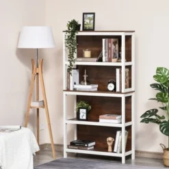 HOMCOM 4 Tier Bookshelf Utility Storage Shelf Organizer with Back Support -My Book Perch Sales Store unnamed file 4089