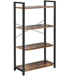 Costway 4-Tier Bookshelf Industrial Bookcase Diaplay Shelf Storage Rack Rustic BrownBlack -My Book Perch Sales Store unnamed file 409