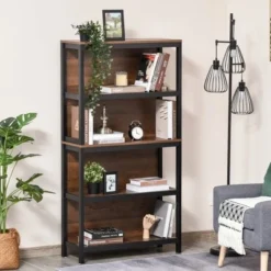 HOMCOM 4 Tier Bookshelf Utility Storage Shelf Organizer with Back Support -My Book Perch Sales Store unnamed file 4090