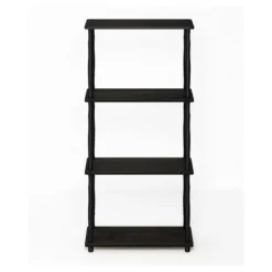 Furinno Turn-N-Tube 4 Tier Multipurpose Open Wood Display Shelf and Bookcase for Living Room, Dining Room, Bedroom, and Office Spaces, Espresso Black