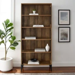 68" Grevaldi Industrial Mesh Side Bookshelf - Saracina Home Rustic Oak -My Book Perch Sales Store unnamed file 4178