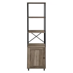 64" Paterson Industrial Farmhouse Storage Shelf with Cabinet - Saracina Home Rustic Oak