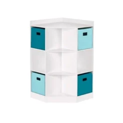 5pc Kids' Corner Cabinet Set with 4 Bins Set - RiverRidge Home Gray/turquoise/aqua -My Book Perch Sales Store unnamed file 4203