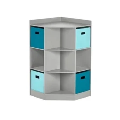 5pc Kids' Corner Cabinet Set with 4 Bins Set - RiverRidge Home Gray/turquoise/aqua -My Book Perch Sales Store unnamed file 4209