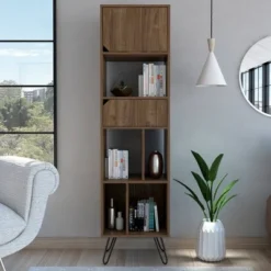 67" Aster 3 Tier Shelf Bookcase Walnut - RST Brands