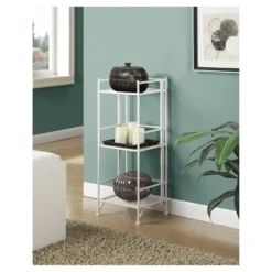 32.75" 3 Tier Folding Metal Shelf White - Breighton Home -My Book Perch Sales Store unnamed file 4279