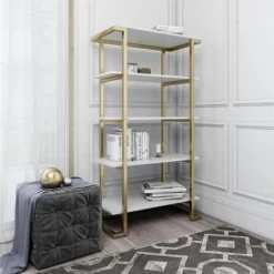 55.51" Camila 5 Shelf Bookcase White - CosmoLiving by Cosmopolitan -My Book Perch Sales Store unnamed file 4321