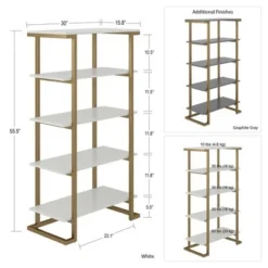55.51" Camila 5 Shelf Bookcase White - CosmoLiving by Cosmopolitan -My Book Perch Sales Store unnamed file 4323