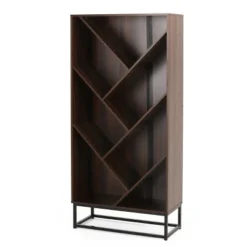 65" Bucy Modern Industrial 6 Shelf V Bookcase - Christopher Knight Home Dark Gray/black -My Book Perch Sales Store unnamed file 4361